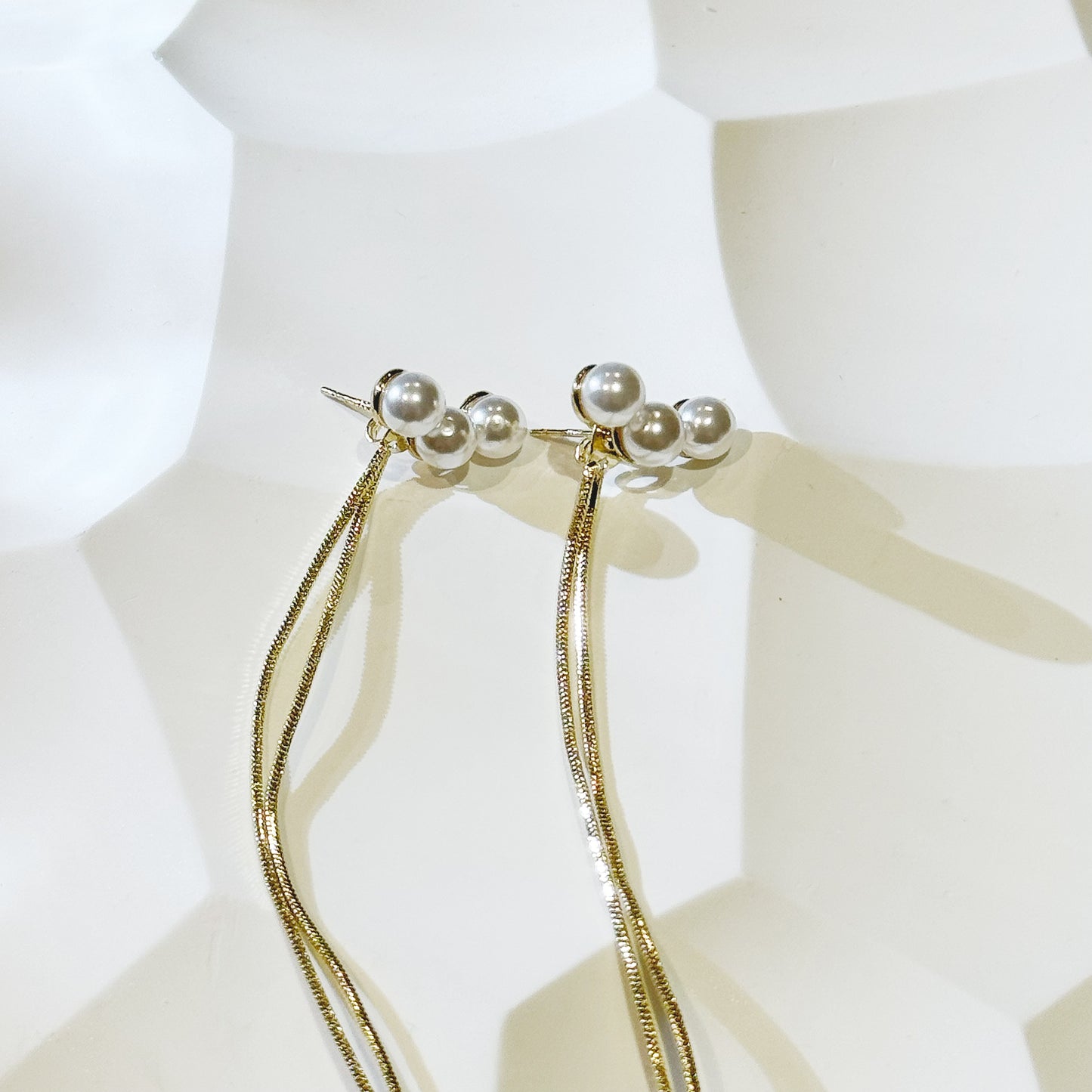Double Layers Pearls Ear Rings