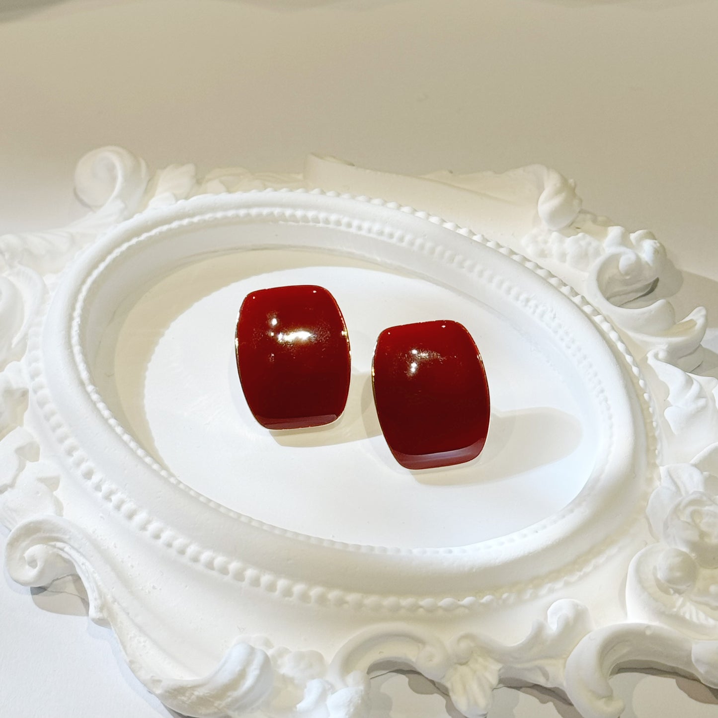 Modern Red Ear Rings