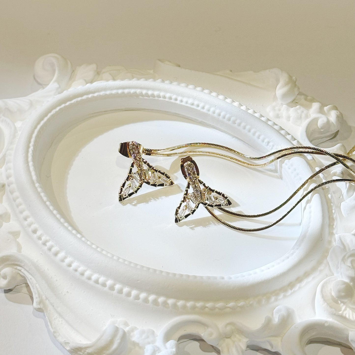 Golden Whale Tail Ear Rings