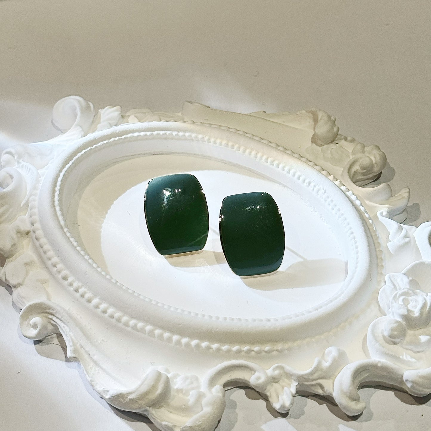 Modern Green Ear Rings