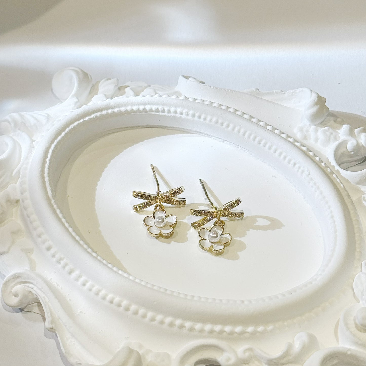 Bow Tie & Flower Ear Rings