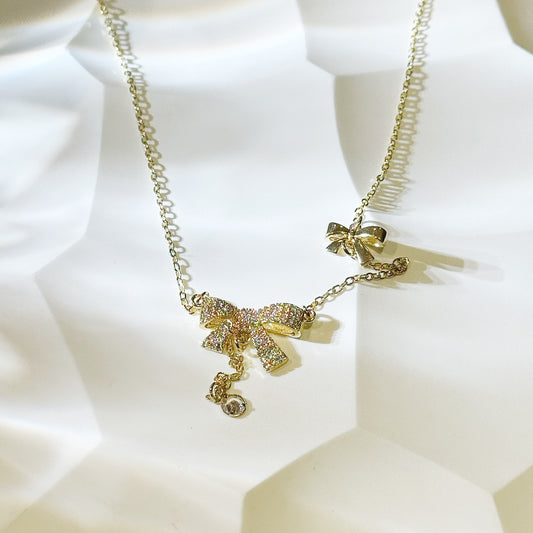 Golden Bow Tie Alloy Necklace