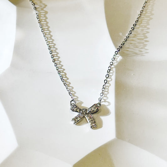 Sliver Bow Tie Necklace