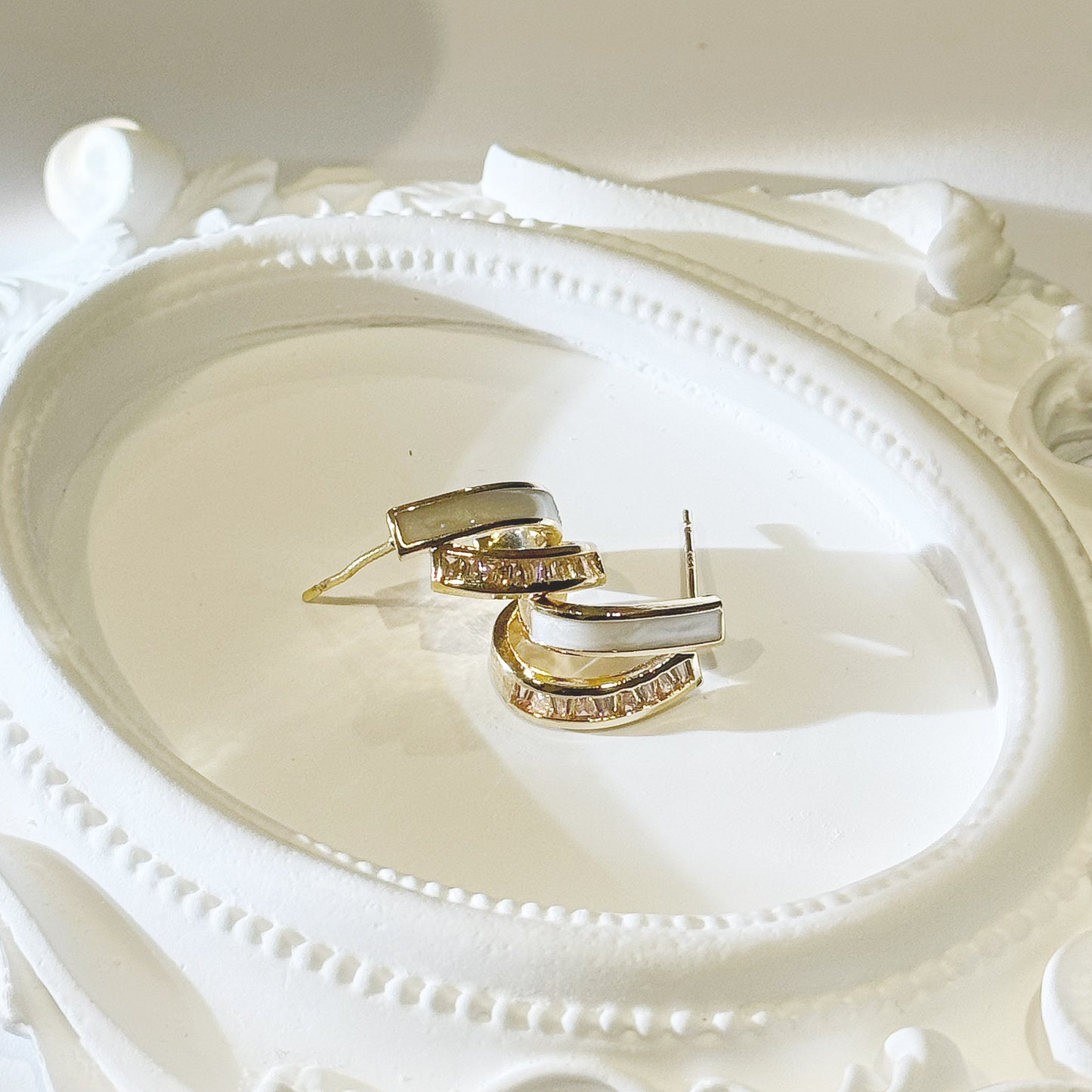 Double Layers Shell Ear Rings